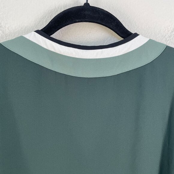 Express Womens Small V Neck Long Sleeve Blouse Green Shirt Preppy Academia - Picture 10 of 10